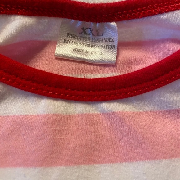 EUC Girl’s Boutique Red Pink Stripe Valentine Heart Shirt Top XXL - Picture 4 of 6